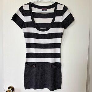 🎉4/30$🎉 Miss Pink Y2K Black and White Striped Mini Dress - Size M